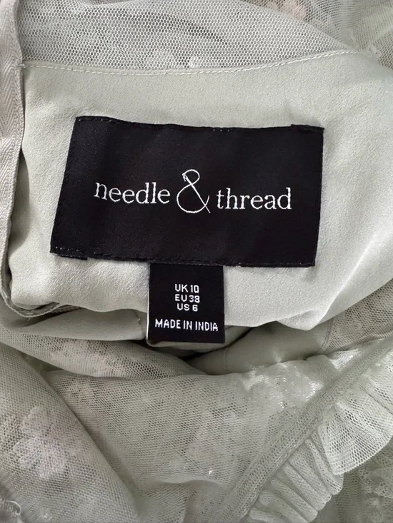 Needle & Thread Pale Green Embroidered Maxi Dress - Daisy Wave Ankle Gown - Picture 9 of 9